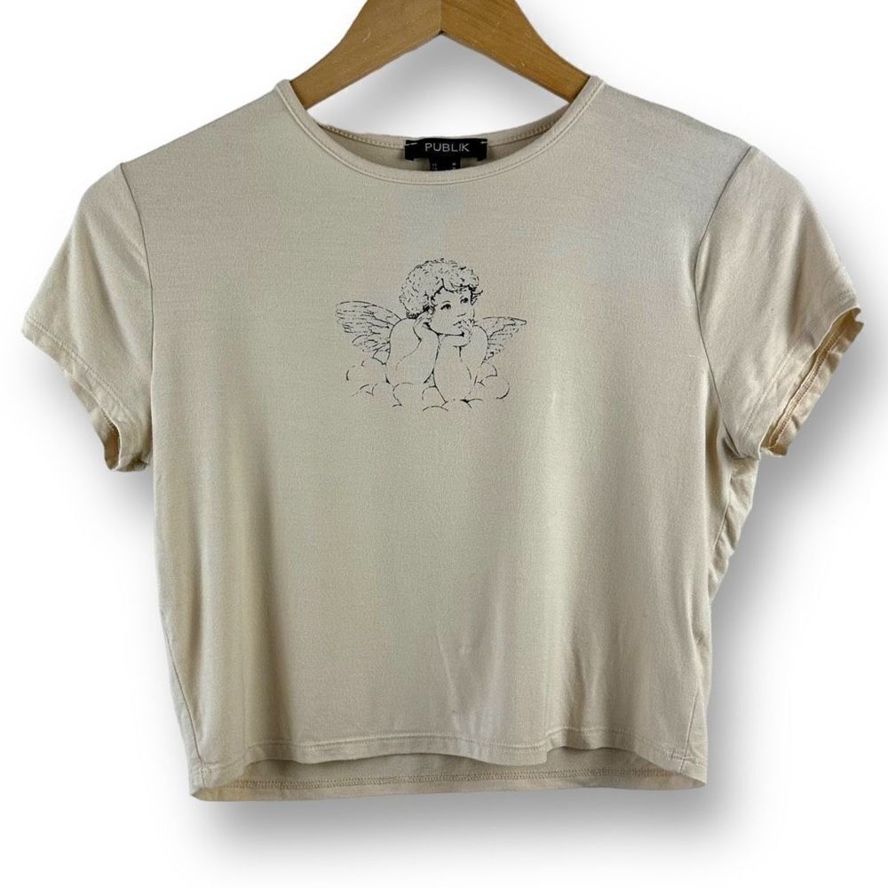 Publik cream‎ angle baby short sleeve crop top size M